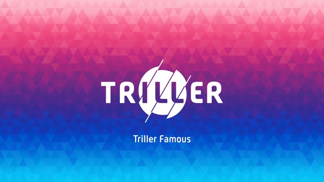 The pink, blue and white Triller logo advertises one of the best TikTok alternative apps.