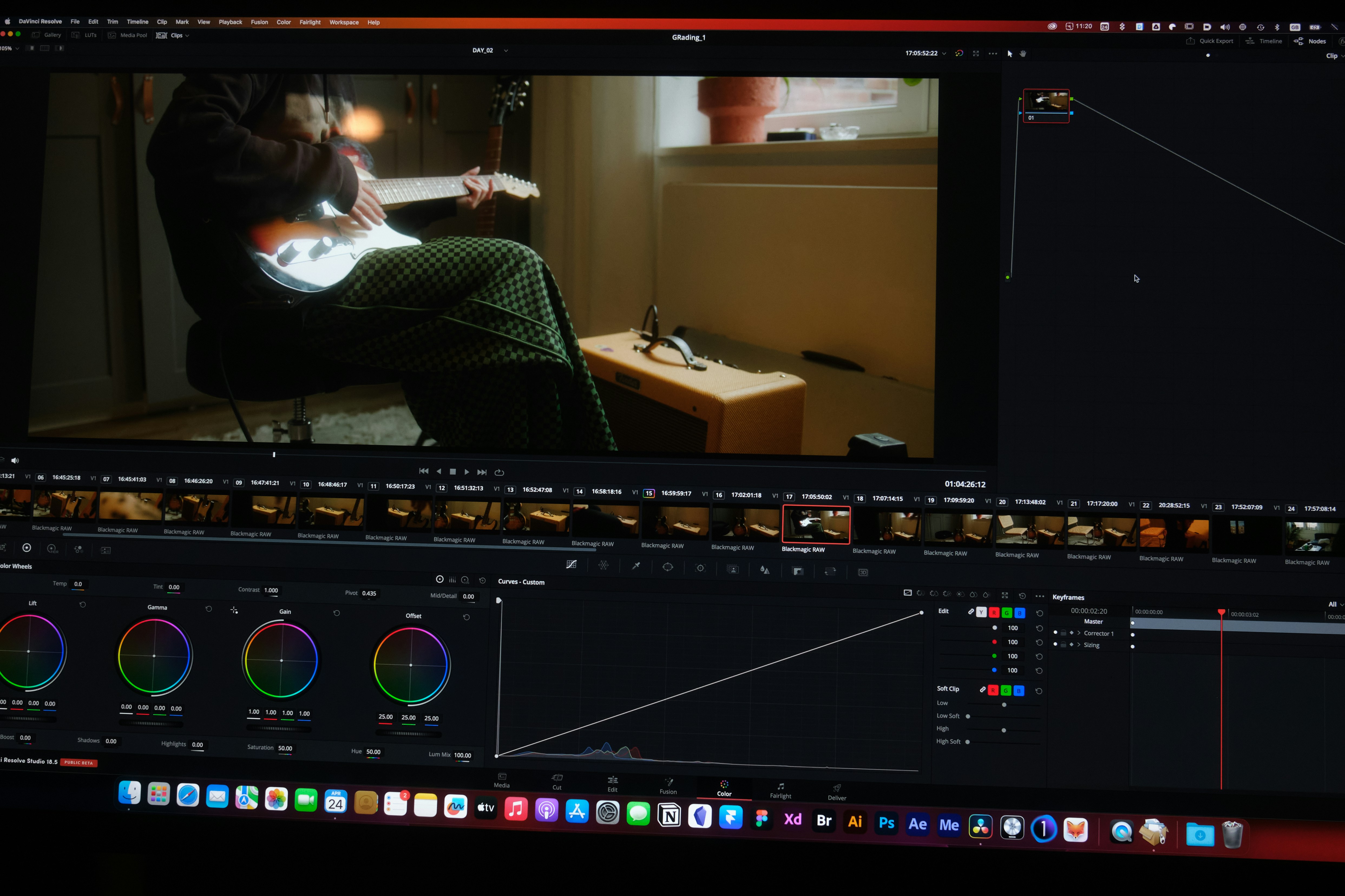 The Davinci Resolve app shows a music video edit on a computer, while a content creator questions how to add music in Davinci Resolve.