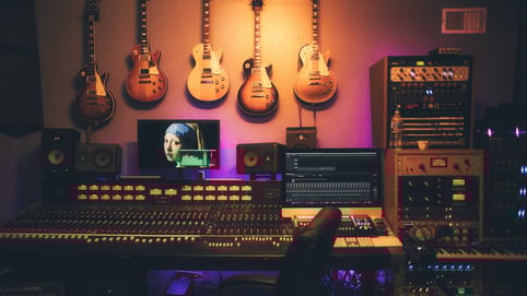 Recording studio with guitars