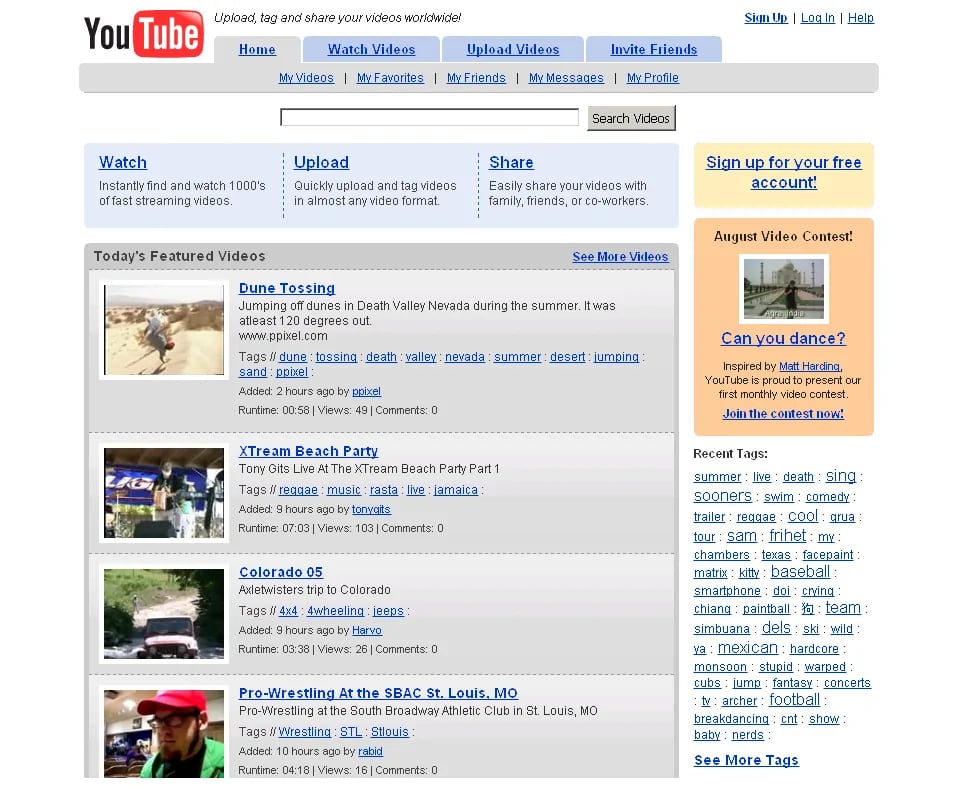 Classic YouTube home page