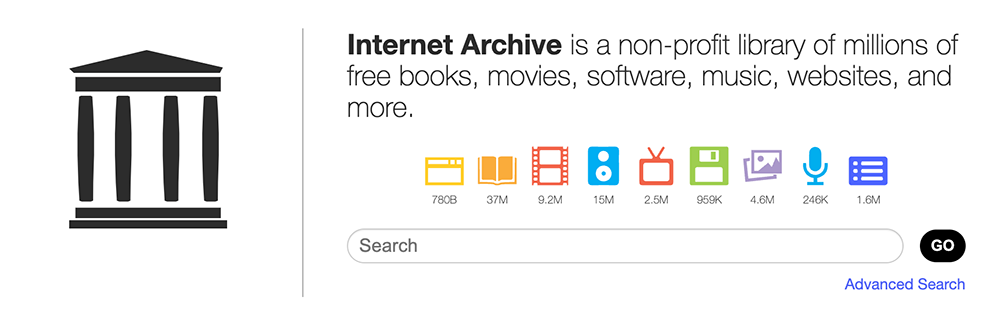The search panel for the Internet Archive shows a whole library of free media, and you can listen to free music online without downloading.