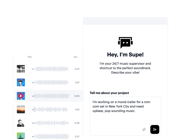 Soundstripe’s SUPE feature supports fast sound effects and copyright free music for creators.